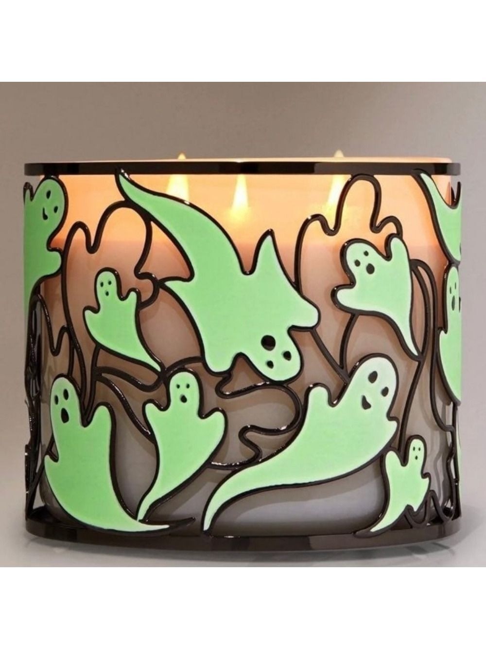 Dancing Ghosts 3-Wick Candle Holder Glow In The Dark Metal By Bath & Body Works